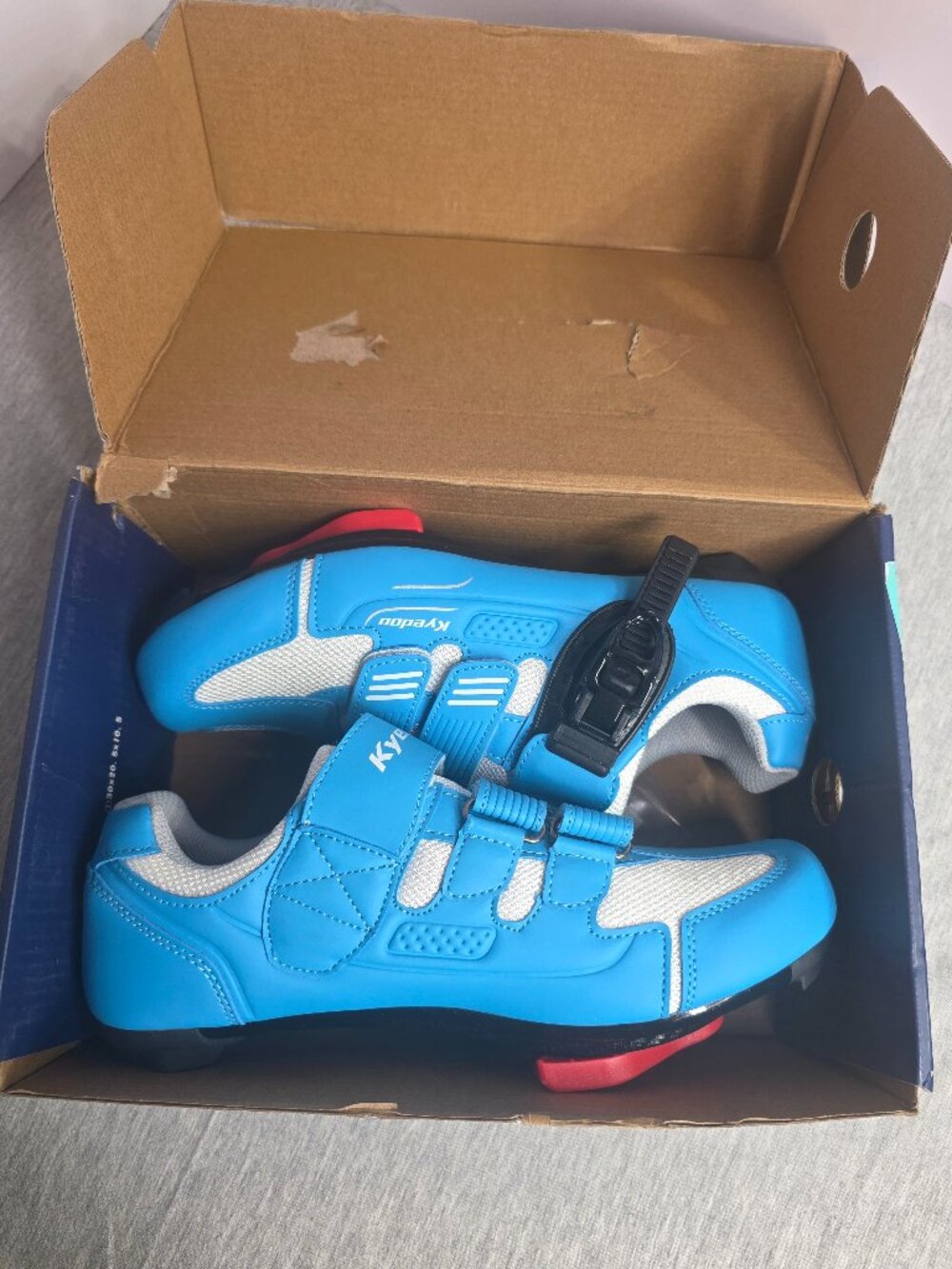 Kyedoo Women's Cycling Shoes Blue White Clip Buckle Size 42 EU New in Box